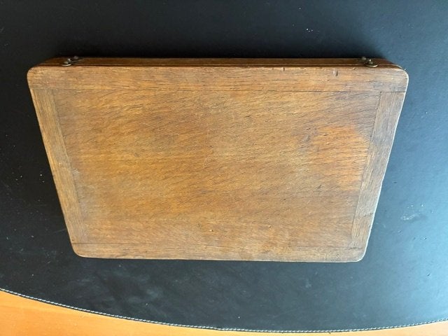 Antieke houten doos met groen vilt, Ophalen of Verzenden