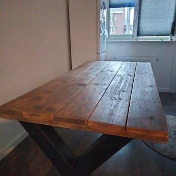 Prachtige Robuste Eetkamertafel/Salontafel/TVMeubel/6Stoelen, Ophalen, Zo goed als nieuw, Industrieel, 4 tot 6 stoelen