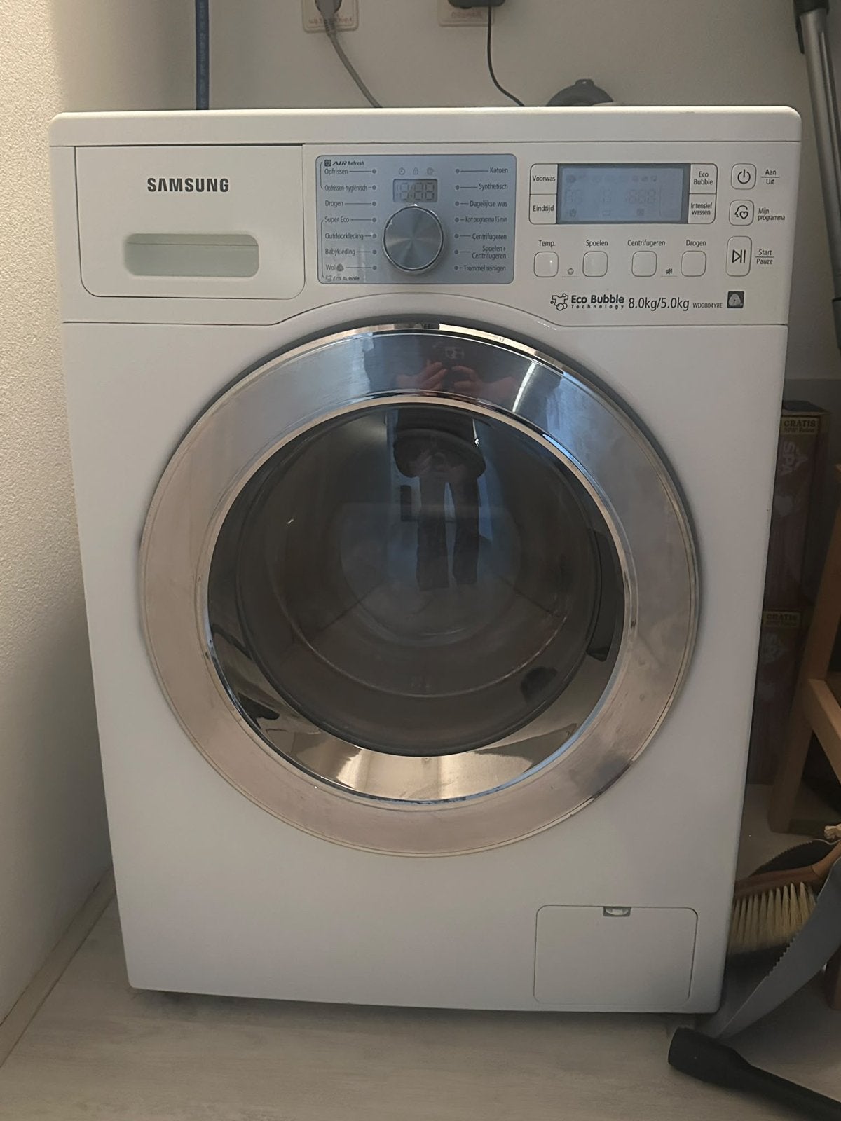 Samsung Wasmachine (wassen werkt, droogfunctie defect), 8 tot 10 kg, Ophalen, Gebruikt, 85 tot 90 cm
