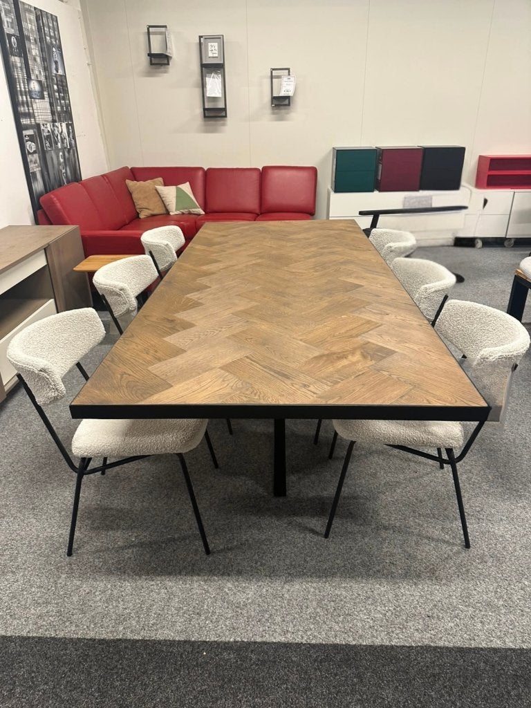 Eettafel Taranto 240x100 | visgraat mozaïek blad, Huis en Inrichting, Ophalen, 100 tot 150 cm, 200 cm of meer, Zo goed als nieuw