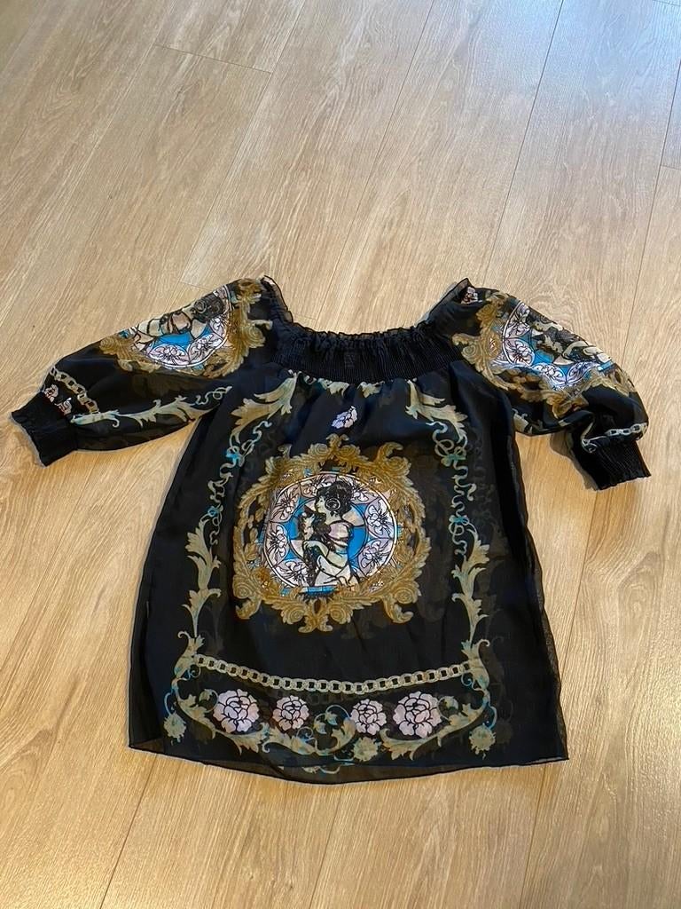 Nieuw blouse zwart met print mt 42 box 53, Verzenden, Nieuw, Maat 42/44 (L), Zwart