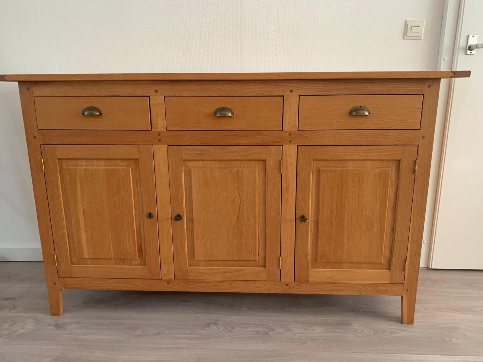 Massief eiken dressoir met 3 laden en 3 deuren, Huis en Inrichting, Kasten | Dressoirs, Ophalen, Gebruikt, 150 tot 200 cm, Eikenhout