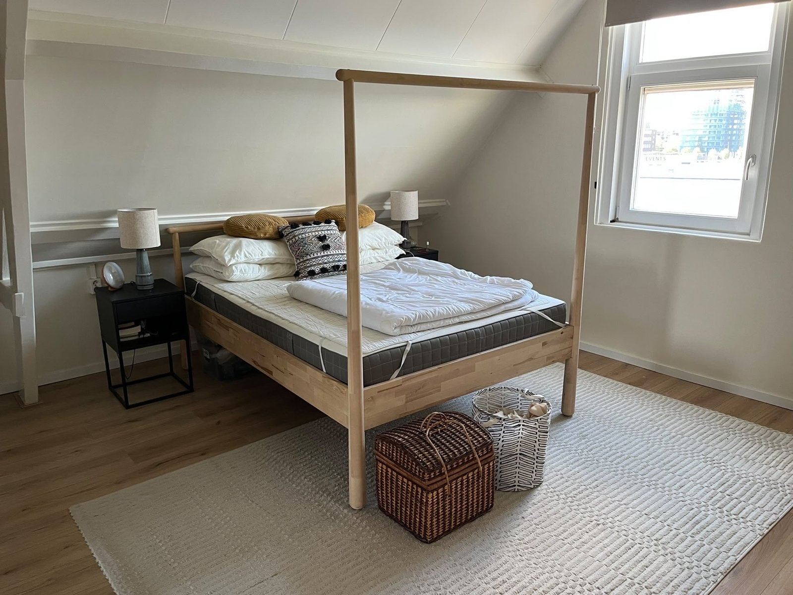 IKEA Bedframe met lattenbodems 140x200, Ophalen, Overige kleuren, Tweepersoons, 140 cm