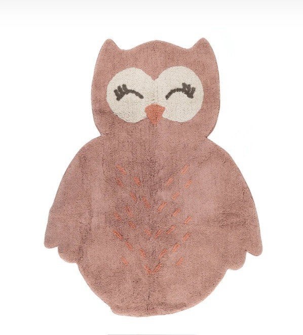 Kindervloerkleed Kleed Kinderkamer Uil Roze Nattiot, 100 tot 150 cm, Nattiot, Nieuw, Contact@nattiot.fr