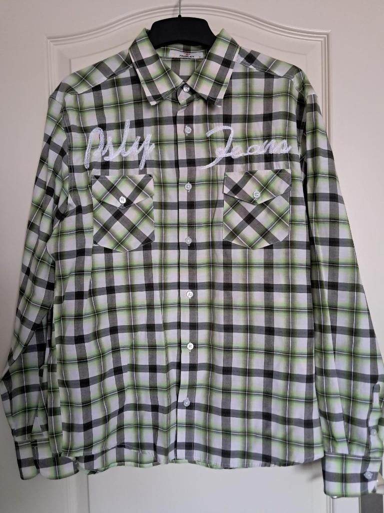 Overhemd Blouse Paisley  Kleur : Groen Creme  Maat : M, Overige kleuren, Zo goed als nieuw, Paisley, Halswijdte 39/40 (M)