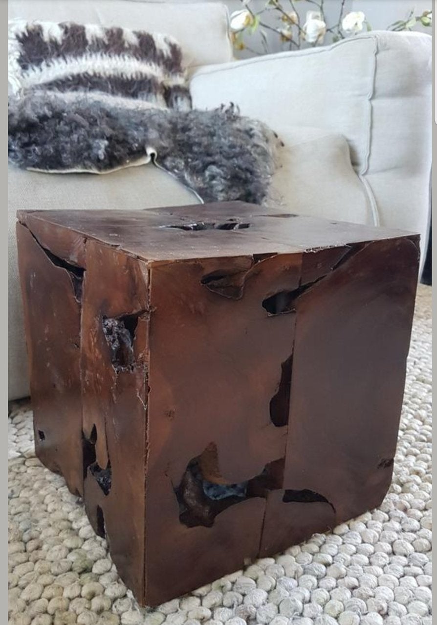 Hardhouten zitblok / bijzettafel, Ophalen, Zo goed als nieuw, Hout