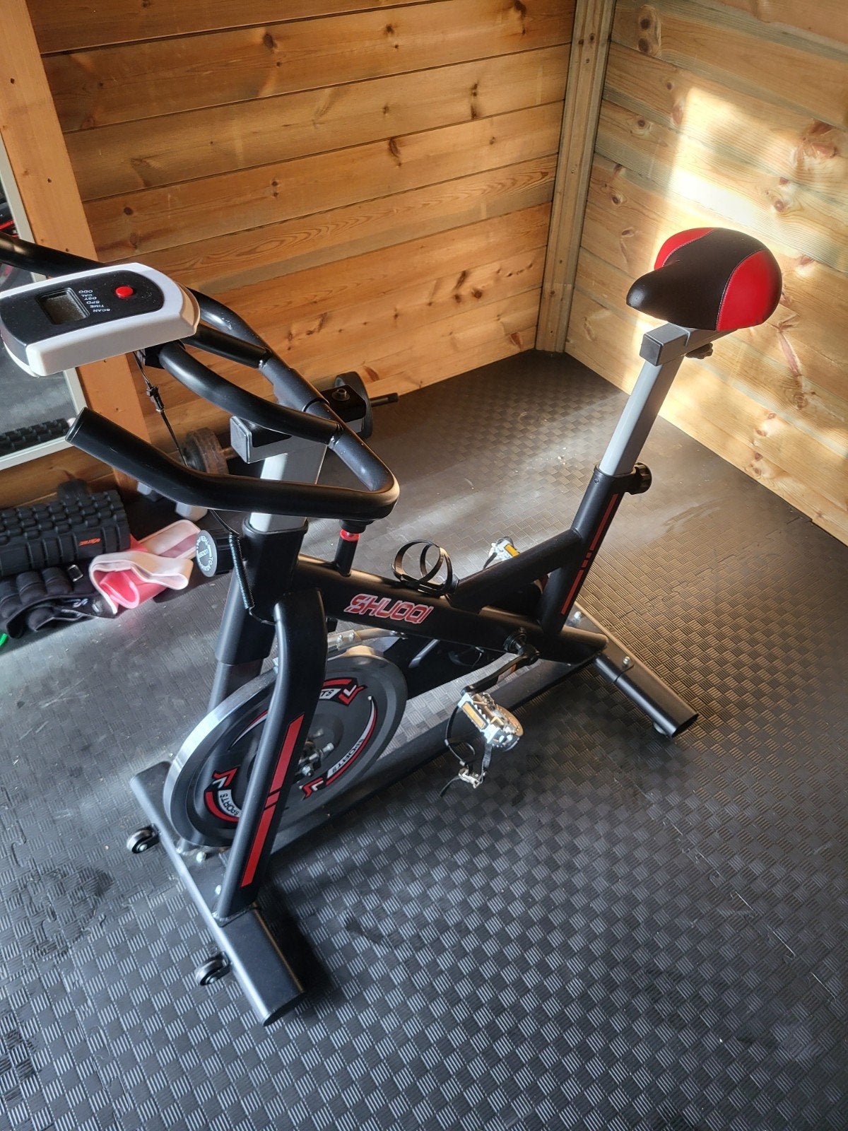 SHUOQI Spinningfiets, Sport en Fitness, Spinningfiets, Ophalen of Verzenden, Zo goed als nieuw, Metaal