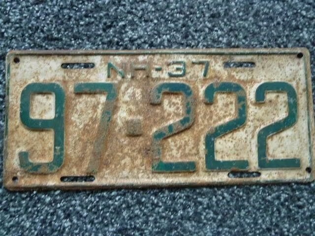Kentekenplaat licenseplate New Hampshire 1937 USA, Verzenden, Gebruikt, Auto's