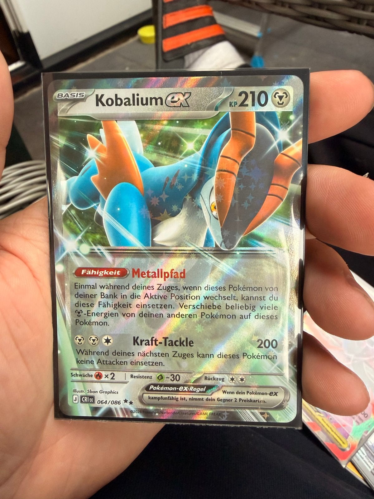 Kobalium EX Pokémon Kaart 064/086 - Duits, Ophalen of Verzenden, Zo goed als nieuw, Losse kaart, Foil