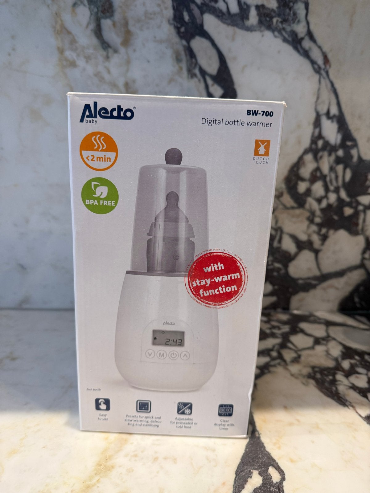 Alecto BW-700 Digitale Flessenwarmer met Warmhoudfunctie, Ophalen, Flessen- of potjesverwarmer, BPA-vrij, Gebruikt