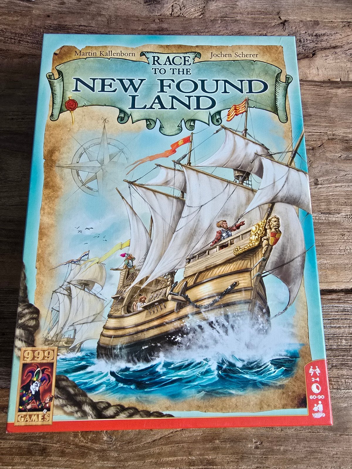 Race to the New Found Land - Bordspel 999 Games, Drie of vier spelers, Ophalen of Verzenden, Zo goed als nieuw, 999 Games