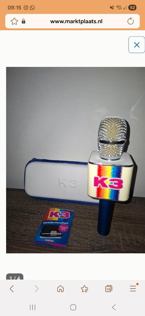 K3 Karaoke Microfoon, Ophalen, Zo goed als nieuw, Microfoon(s)