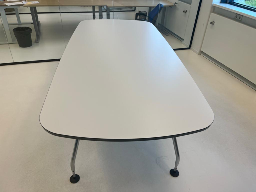 Vintage Gispen vergadertafel, wit met chromen poten, Ophalen of Verzenden, Zo goed als nieuw
