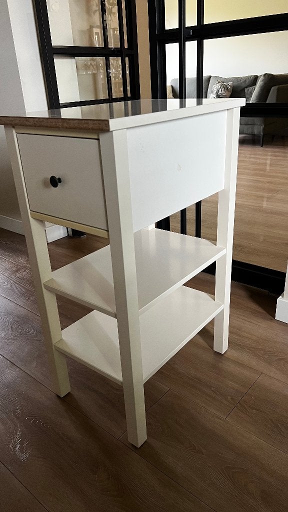 IKEA HEMNES nachtkastje wit/hout met 1 lade en 2 plankjes, Ophalen, Gebruikt, 55 tot 70 cm, 45 tot 65 cm