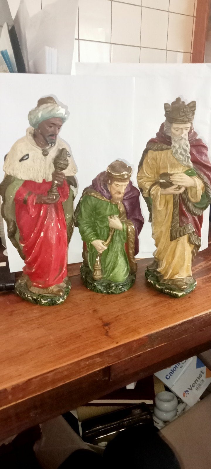 Set van 3 gesigneerde gipsen beelden: Drie Koningen, Antiek en Kunst, Ophalen of Verzenden