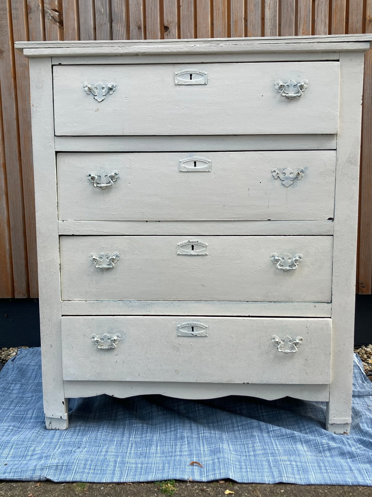 Vintage antieke ladekast wit geschilderd massief hout, Ophalen