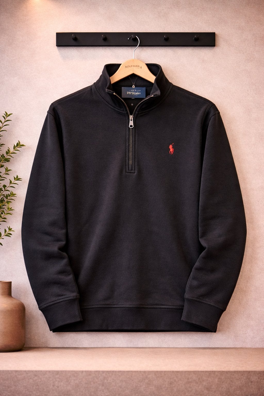 Polo Ralph Lauren Heren Half Zip Sweater Zwart – Maat L, Ophalen of Verzenden, Zo goed als nieuw, Zwart
