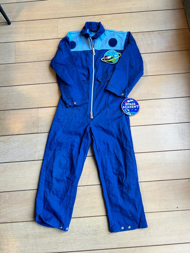 Astronautenpak Andre Kuipers flightsuit 7-8 jaar, Ophalen of Verzenden, Zo goed als nieuw, 122 t/m 128, Jongen of Meisje
