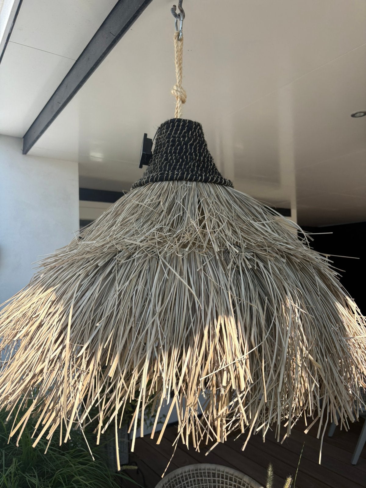 Rieten lamp 100 cm, Ophalen, Zo goed als nieuw, Natuurlijk materiaal, Ibiza