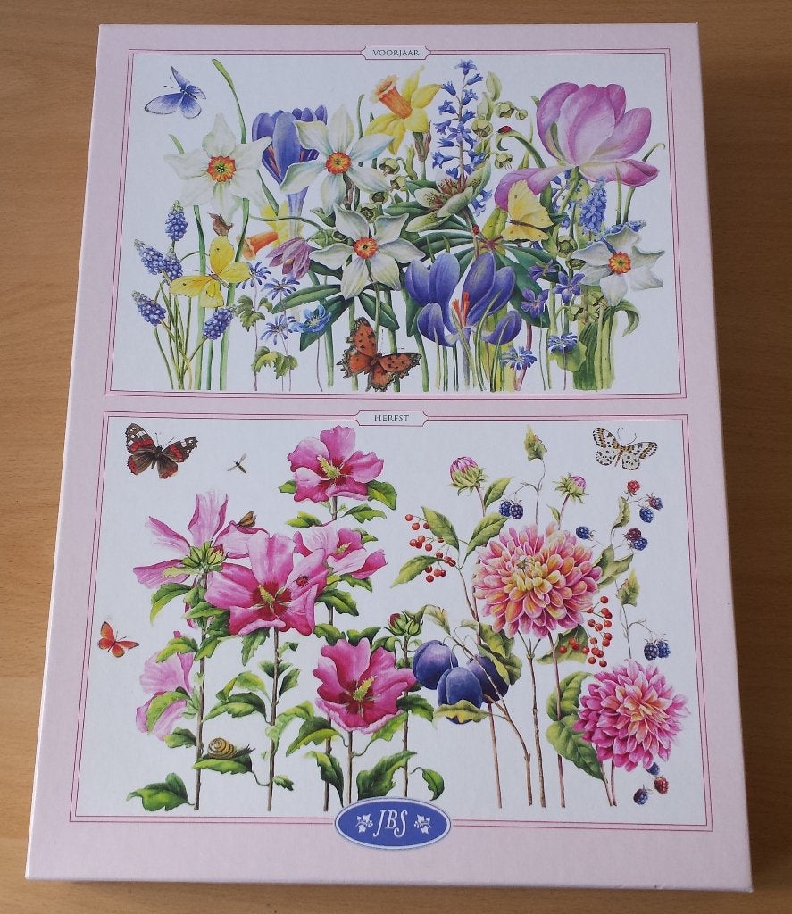 2 x Puzzel Voorjaar & Herfst - Janneke Brinkman - PTZ, Ophalen of Verzenden, 500 t/m 1500 stukjes, Gebruikt, Legpuzzel