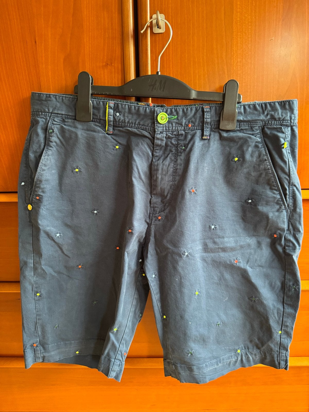 NZA Heren korte broek met borduursels, maat 34, Ophalen of Verzenden, Zo goed als nieuw, Maat 56/58 (XL), Blauw