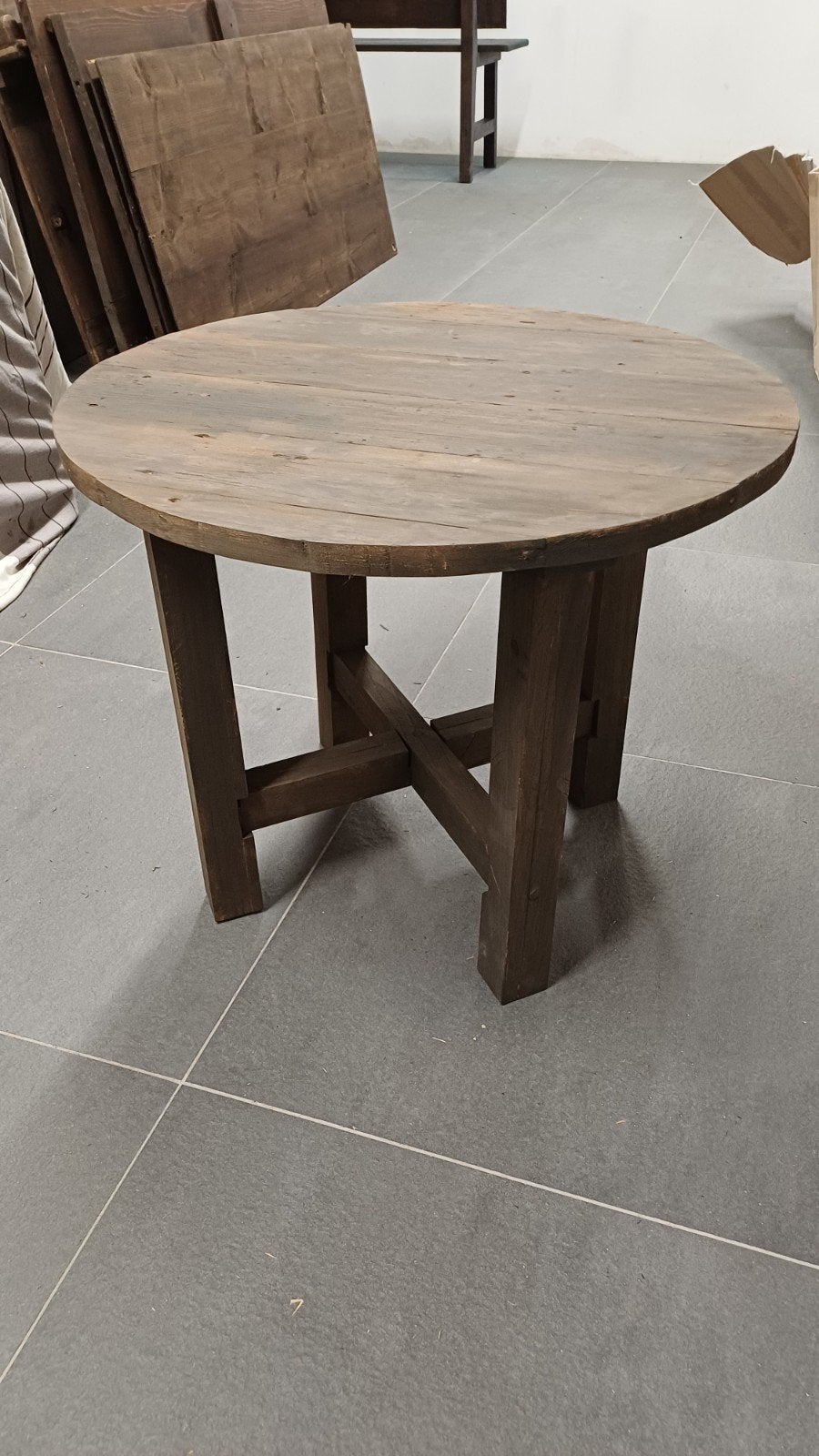 salontafel van oud hout, Ophalen, 50 tot 100 cm, Rond, 50 tot 100 cm