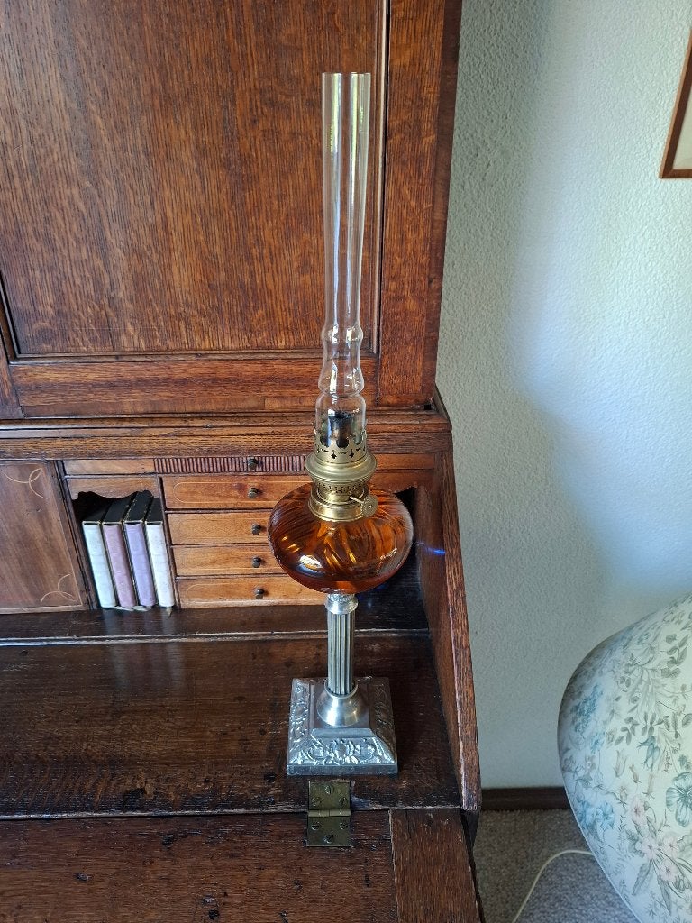 Antieke staande franse olielamp, Ophalen