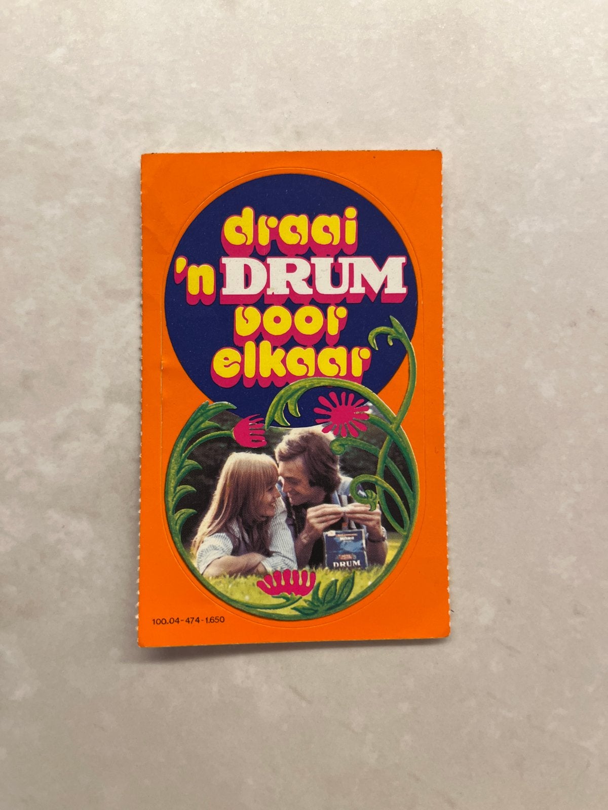 Vintage Drum Tabak Reclamekaartje 'Draai 'n Drum', Ophalen of Verzenden, Gebruikt