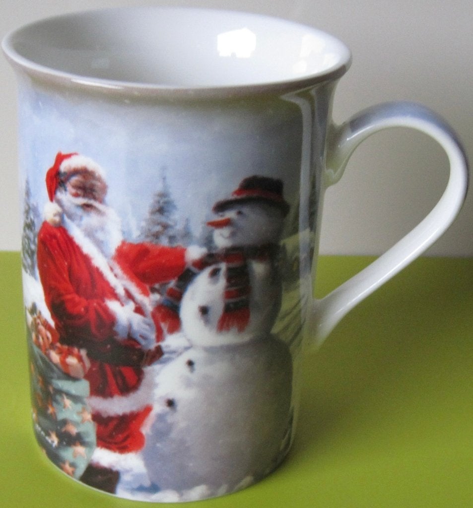 porseleinen beker met kerstman en sneeuwpop, Ophalen of Verzenden, Zo goed als nieuw