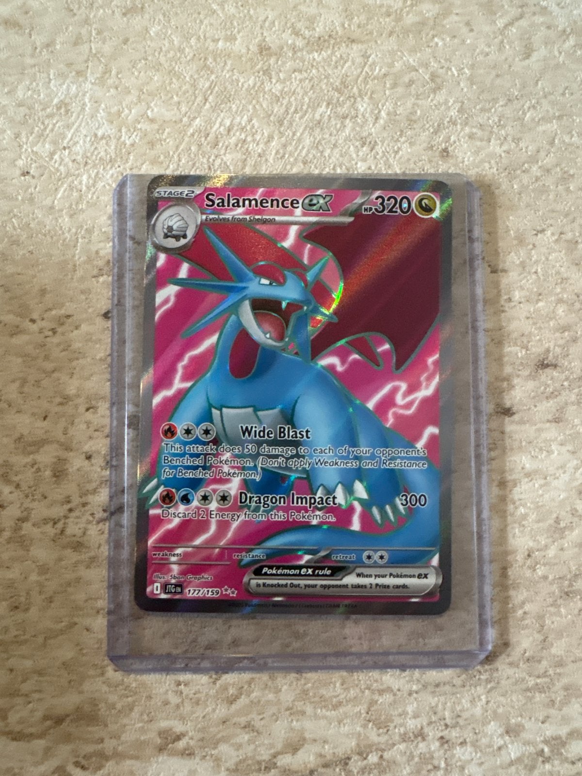Salamence EX 177/159 Full Art Pokémon Kaart, Ophalen of Verzenden, Zo goed als nieuw, Losse kaart, Foil