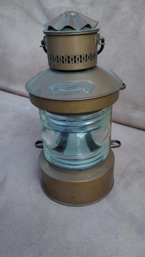 Antieke koperen scheepslamp - Toplicht, Ophalen of Verzenden