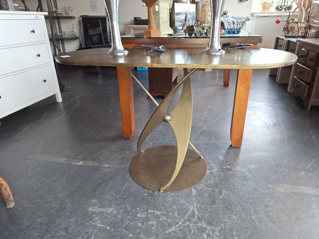 Toffe metalen sidetable met aparte poot, Ophalen, 100 tot 150 cm, Design, Onbekend