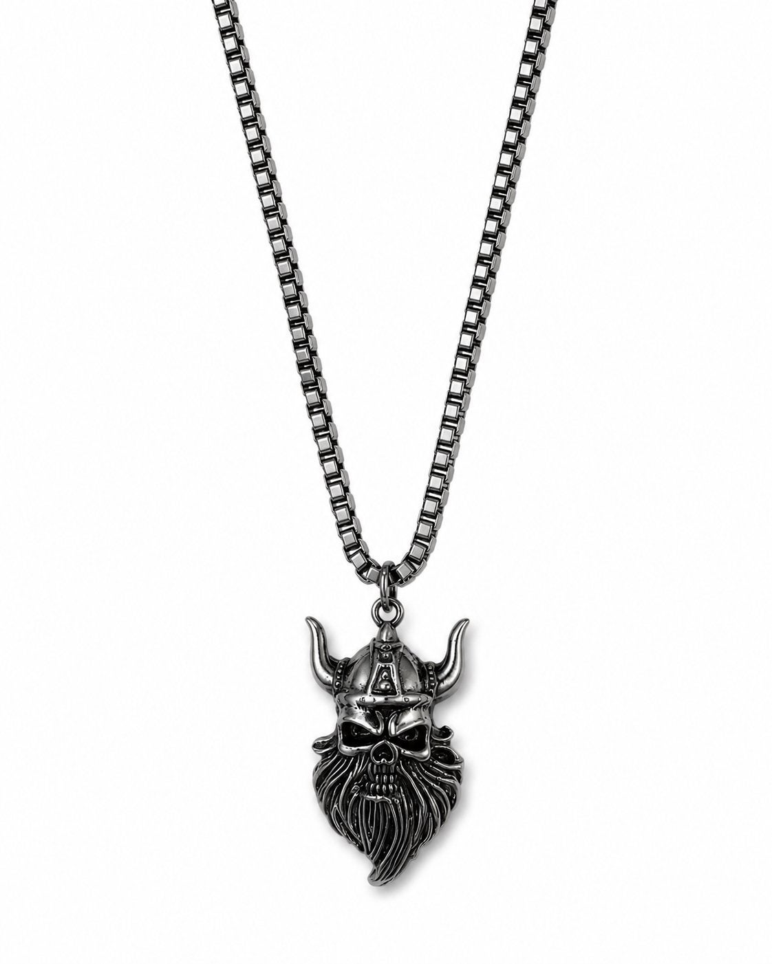 Heren ketting met Viking schedel hanger, Nieuw, Ophalen of Verzenden, Zilver, Overige materialen