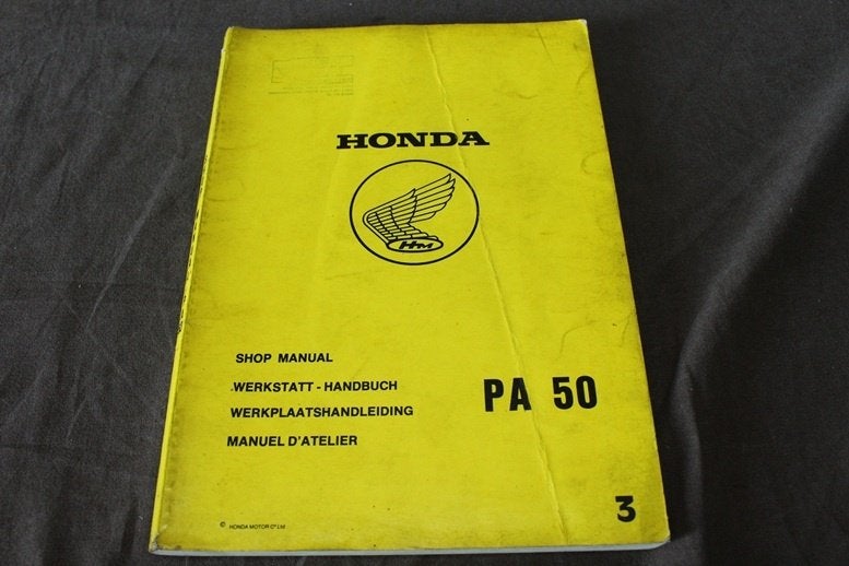 Honda PA50 1980 bromfiets werkplaatsboek moped manual, Fietsen en Brommers, Ophalen of Verzenden, Gebruikt