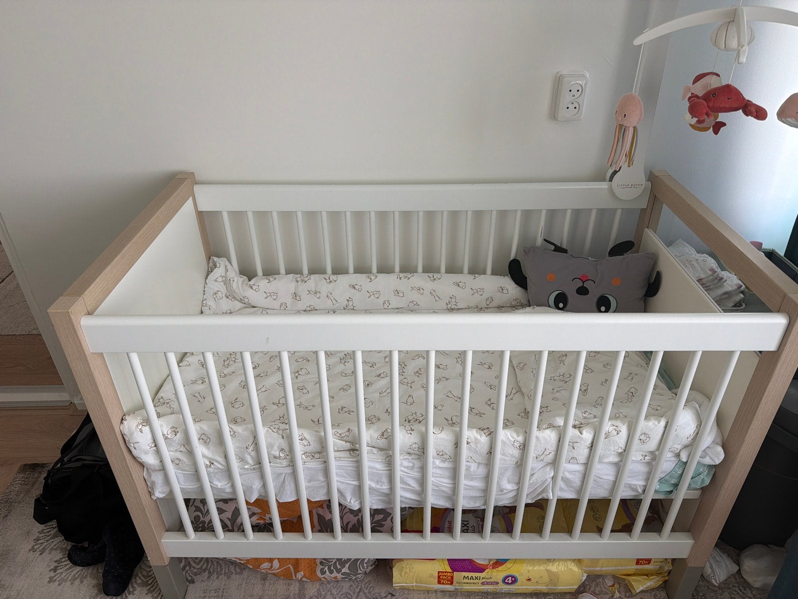 Babybedje/Ledikantje met matras en lattenbodem, Gebruikt, 70 tot 85 cm, Lattenbodem, 140 tot 160 cm