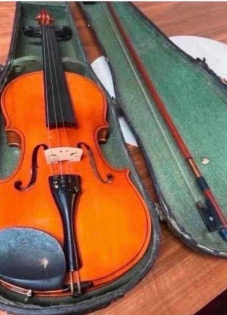 Antieke 4/4 viool met koffer en strijkstok, Muziek en Instrumenten, Strijkinstrumenten | Violen en Altviolen, Viool, Ophalen of Verzenden