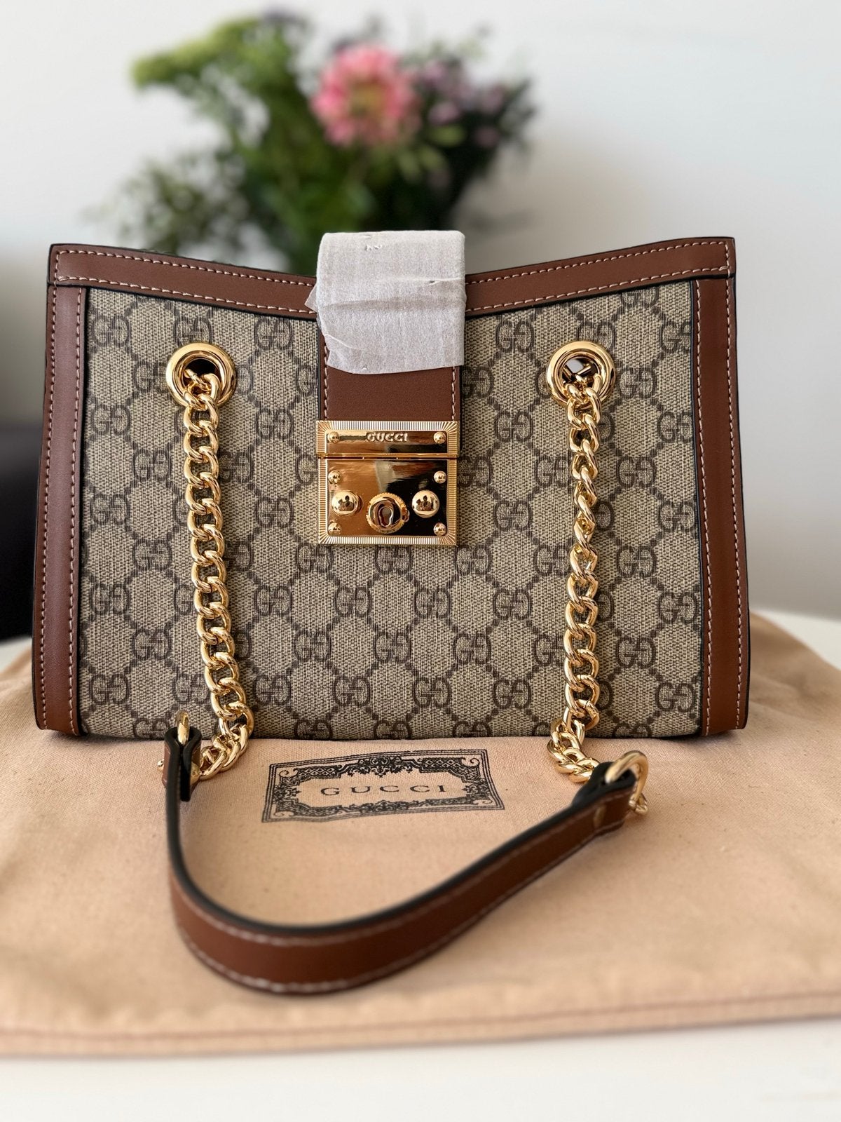 Gucci Padlock Schoudertasje GG Supreme Canvas, Ophalen of Verzenden, Nieuw, Bruin, Schoudertasje