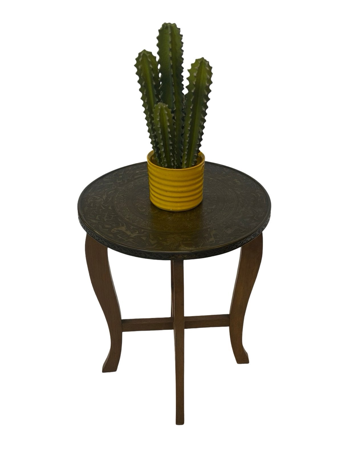 Vintage bijzettafel met koperen blad - Art Deco stijl, Antiek en Kunst, Ophalen of Verzenden