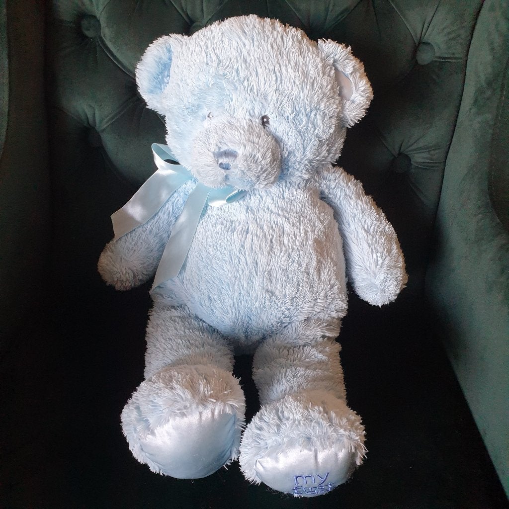 My First Teddy Gund zachte lichtblauwe knuffelbeer 50 cm, Overige merken, -, Blauw, Ophalen of Verzenden