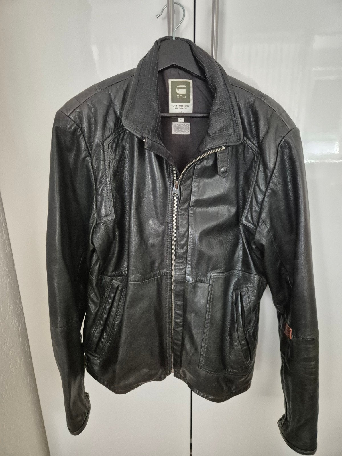 G-Star Raw Leren Jas Heren Zwart Maat XL, Zwart, Ophalen of Verzenden, Zo goed als nieuw, G-Star Raw