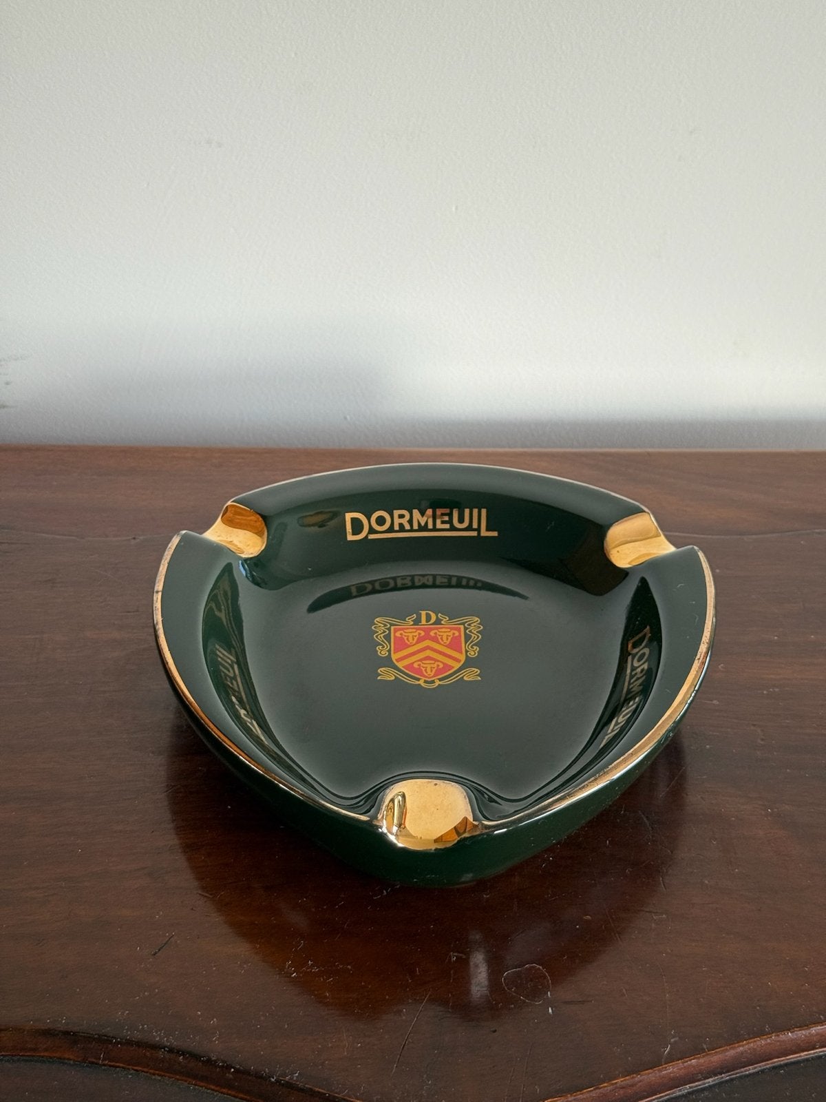 Vintage Dormeuil Asbak - Groen met Gouden Details, Ophalen of Verzenden, Gebruikt, Asbak