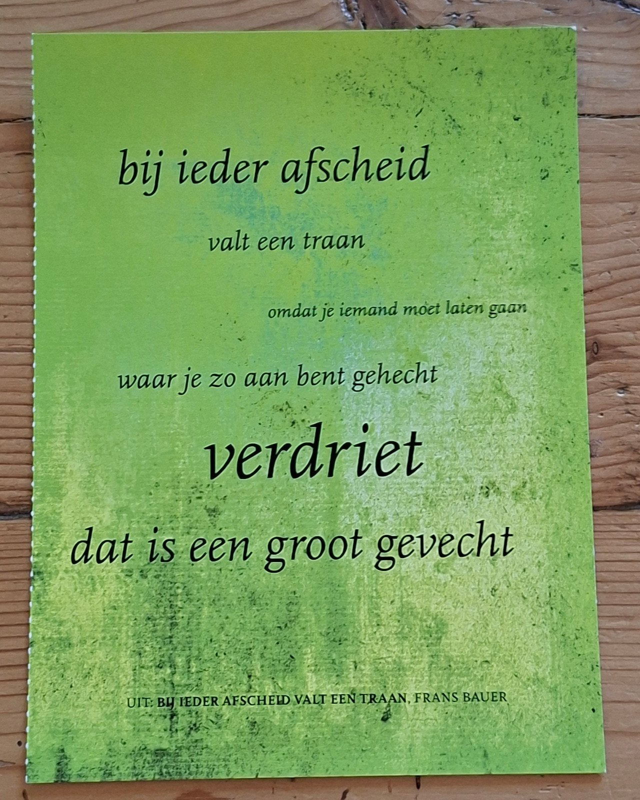 Blanco kaart muziek tekst Frans Bauer afscheid valt traan, Verzamelen, Ophalen of Verzenden, Nieuw, Foto of Kaart