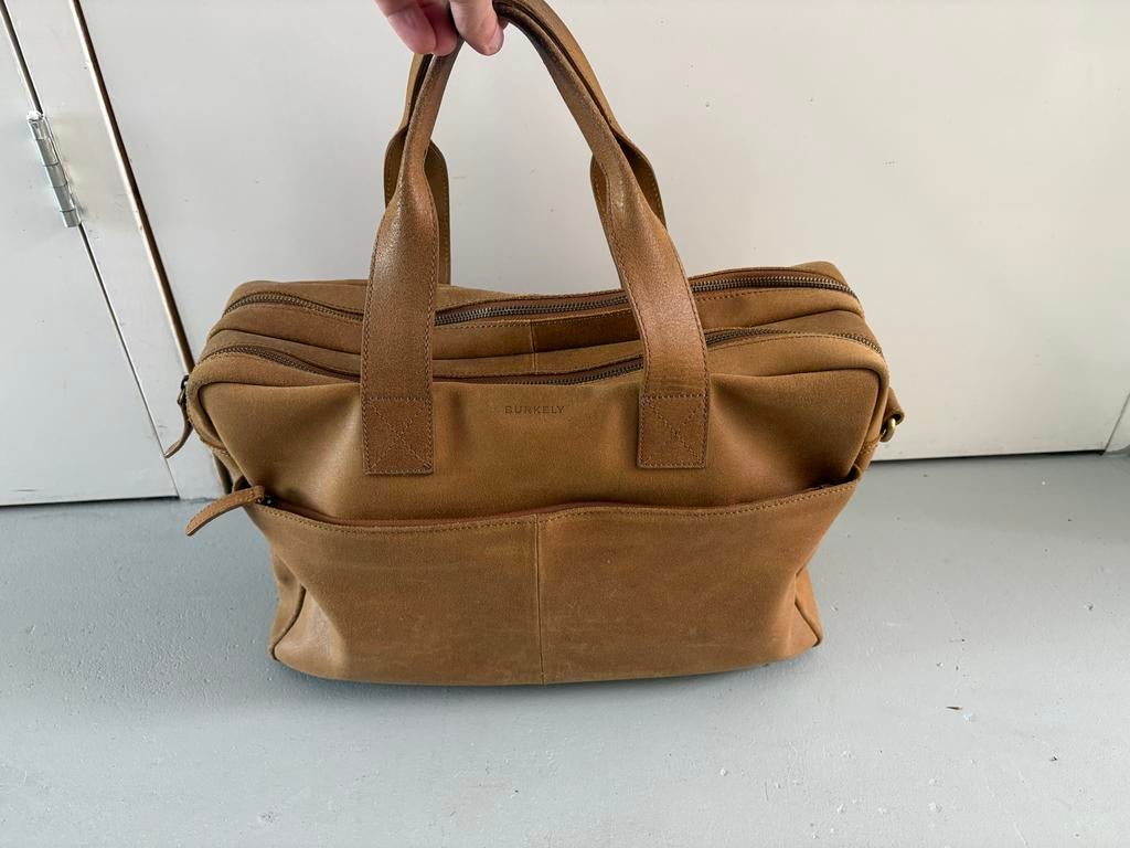 Burkely Leren Laptoptas / Handtas - Bruin, Ophalen of Verzenden, Gebruikt, Bruin, Handtas