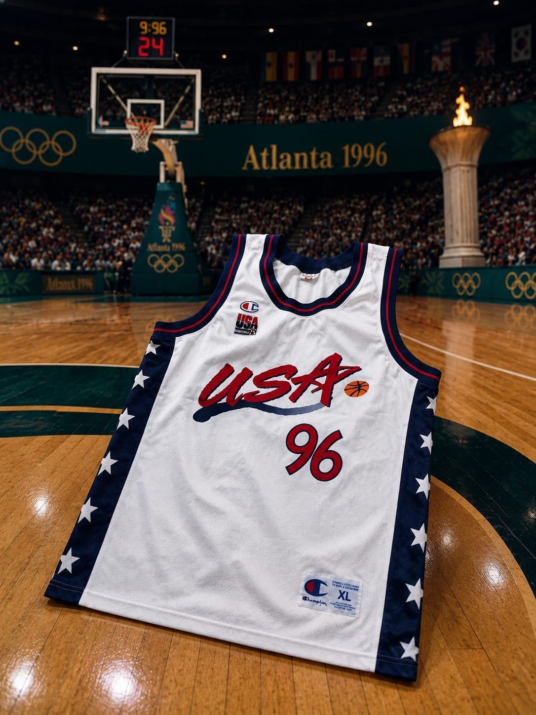 Uniek Team USA Atlanta '96 Footlocker Replica Shirt, Wit, Maat 56/58 (XL), Ophalen of Verzenden, Zo goed als nieuw
