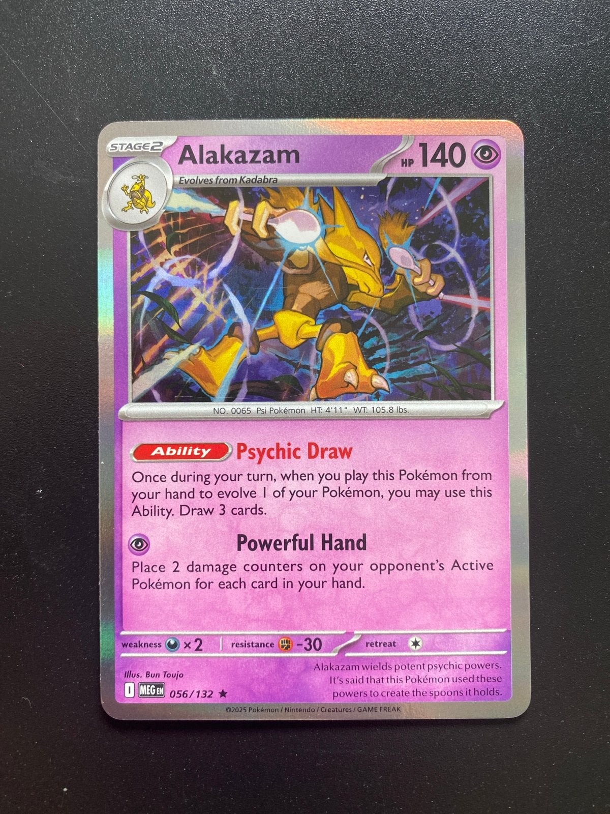 Alakazam 056/132 Rare Holo Pokémon Mega Evolution, Ophalen of Verzenden, Zo goed als nieuw, Losse kaart, Foil