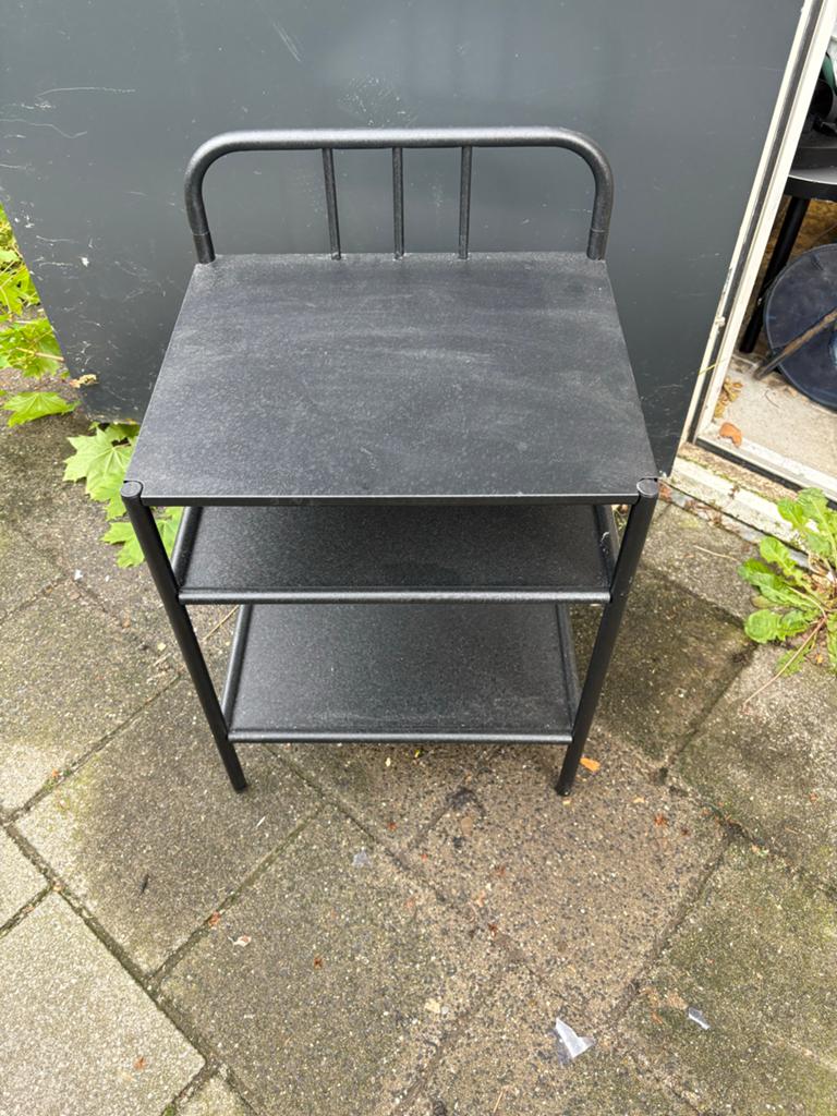 Bijzettafel op wieltjes - Zwart - 45x70 cm, Huis en Inrichting, Tafels | Bijzettafels, Ophalen, Minder dan 55 cm, Gebruikt, Metaal of Aluminium