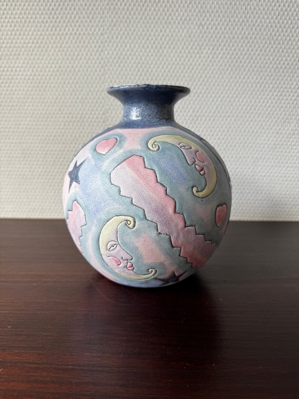 Unieke Vintage Maan Vaas van Kiln Art, Keramiek, Porselein, Antiek en Kunst, Ophalen of Verzenden