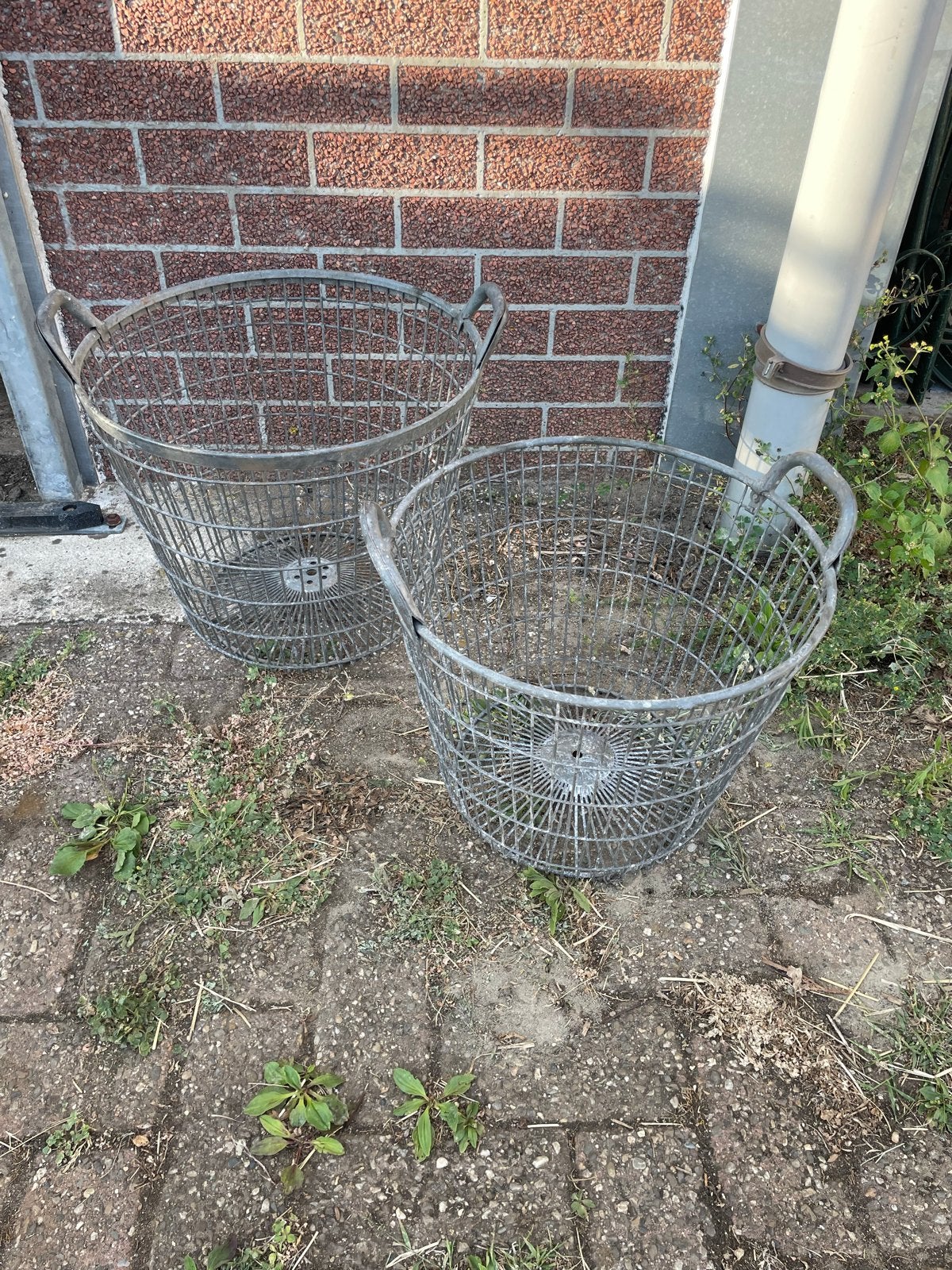 Set van 2 metalen manden aardappelmanden uienmanden, Huis en Inrichting, Ophalen, Met handvatten, Gebruikt, Mand