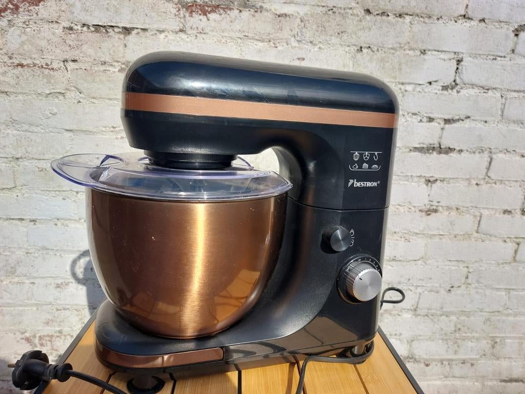 Bestron keukenmixer met koperen kom en accessoires, 3 tot 4 liter, Ophalen, Gebruikt, 3 snelheden of meer