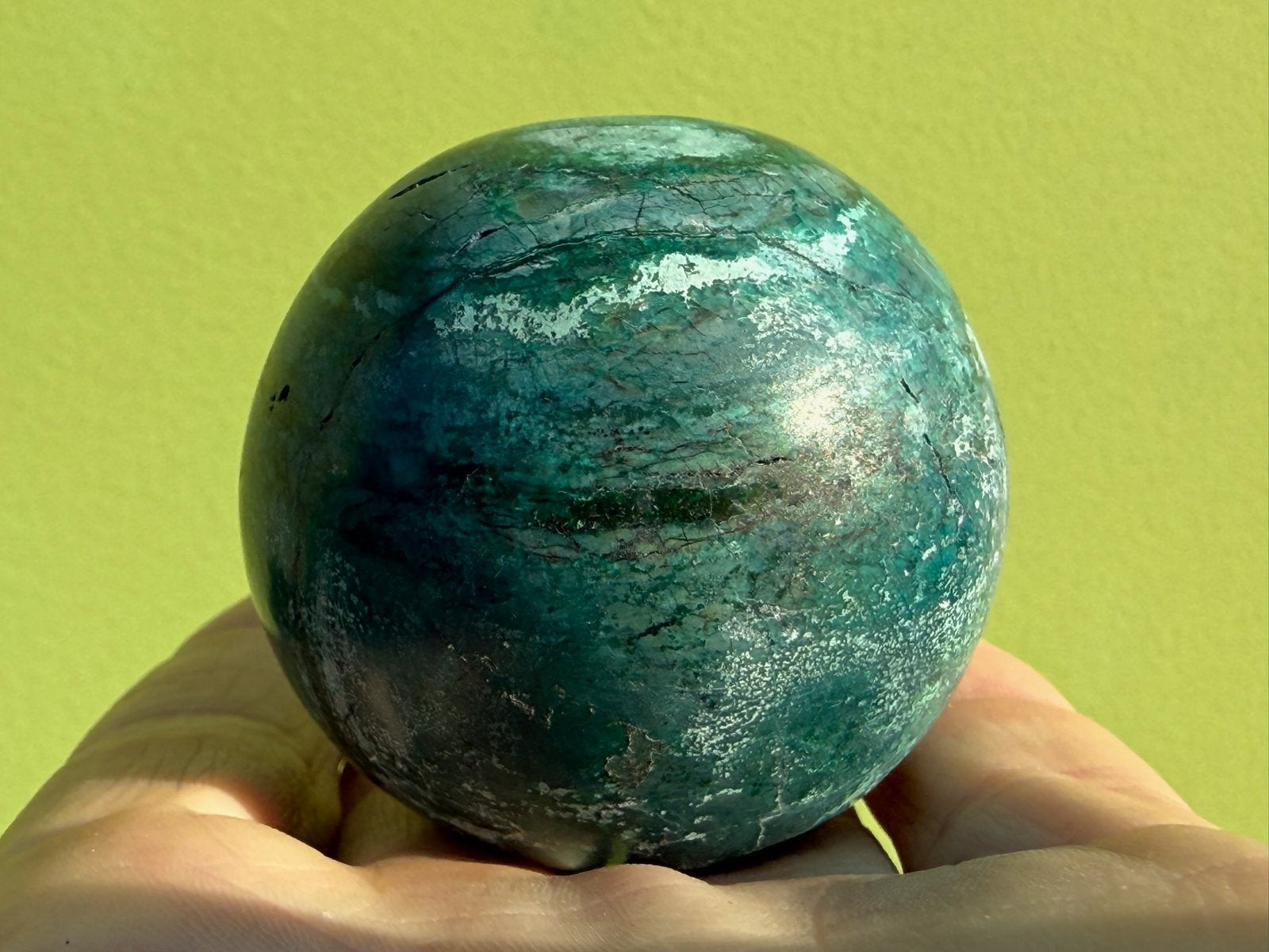 Malacolla - Chrysocolla met Malachiet  bol mineralen Peru, Ophalen of Verzenden, Mineraal